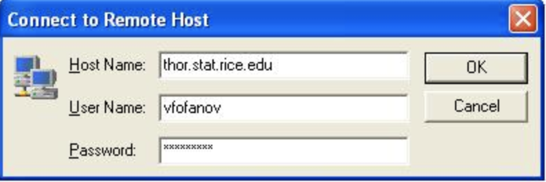 Quick Connect Dialog Window Quick Connect Dialog Window