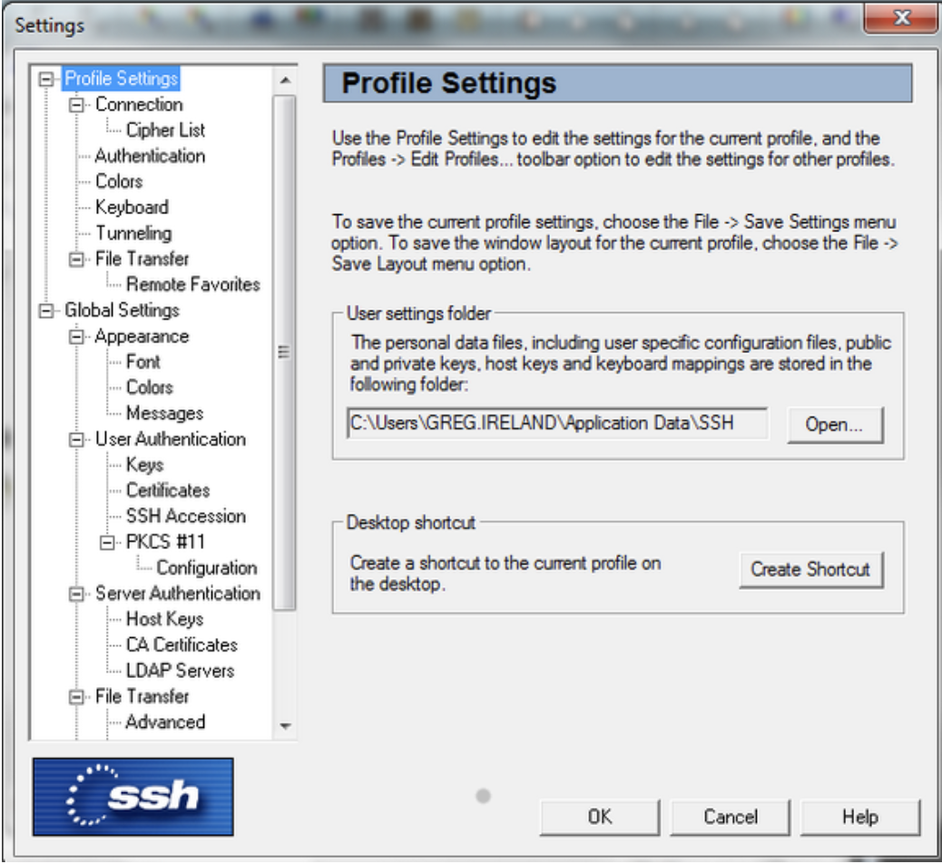 SSH Settings Dialog Box SSH Settings Dialog Box